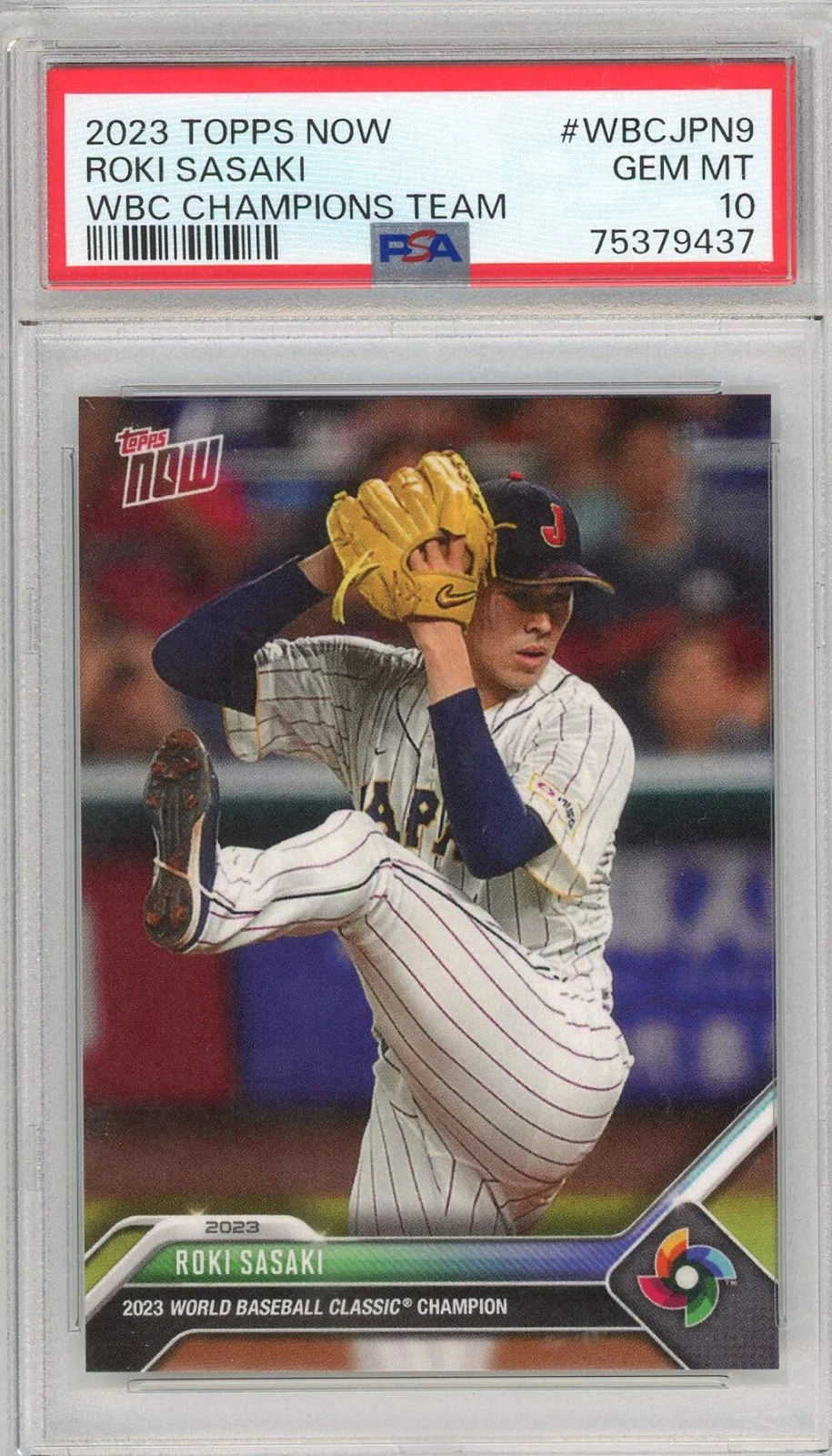 Graded 2023 Topps Now Roki Sasaki #WBCJPN9 Champions Team Baseball Card PSA 10
