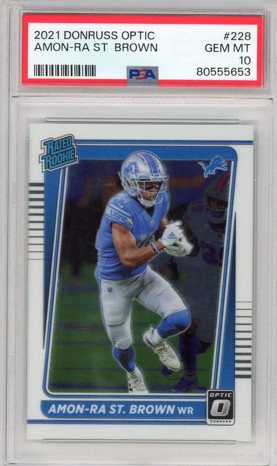 Graded 2021 Donruss Optic Amon-Ra St. Brown #228 Rookie RC Football Card PSA 10