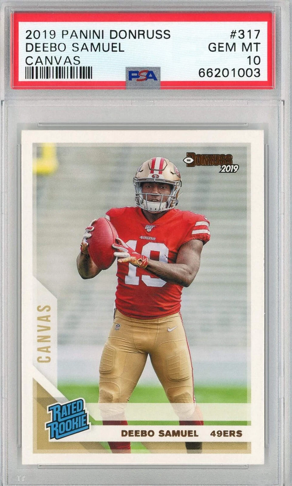 Graded 2019 Panini Donruss Deebo Samuel #317 Canvas Rookie Football Card PSA 10