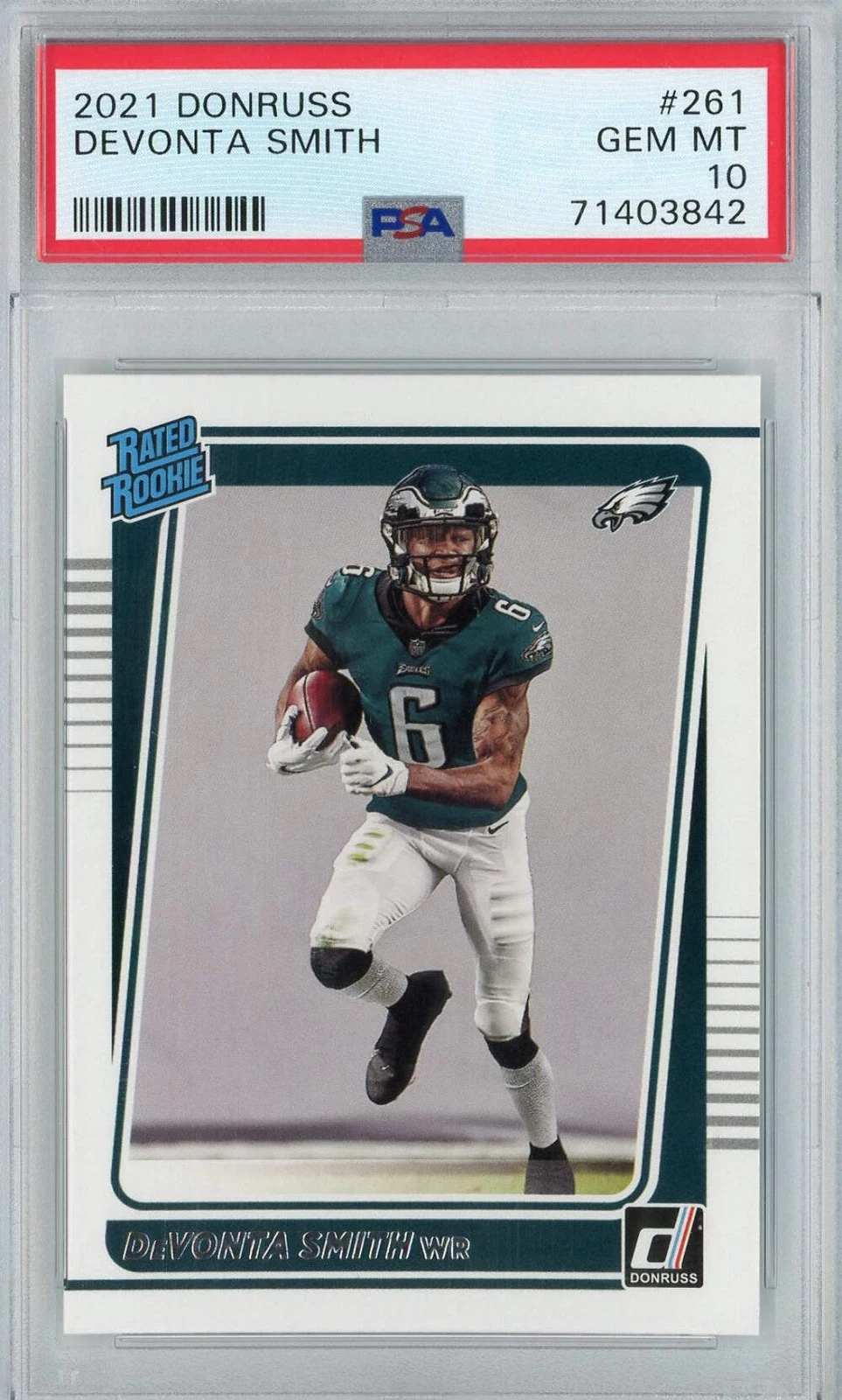 Graded 2021 Panini Donruss DeVonta Smith #261 Rookie RC Football Card PSA 10 Gem