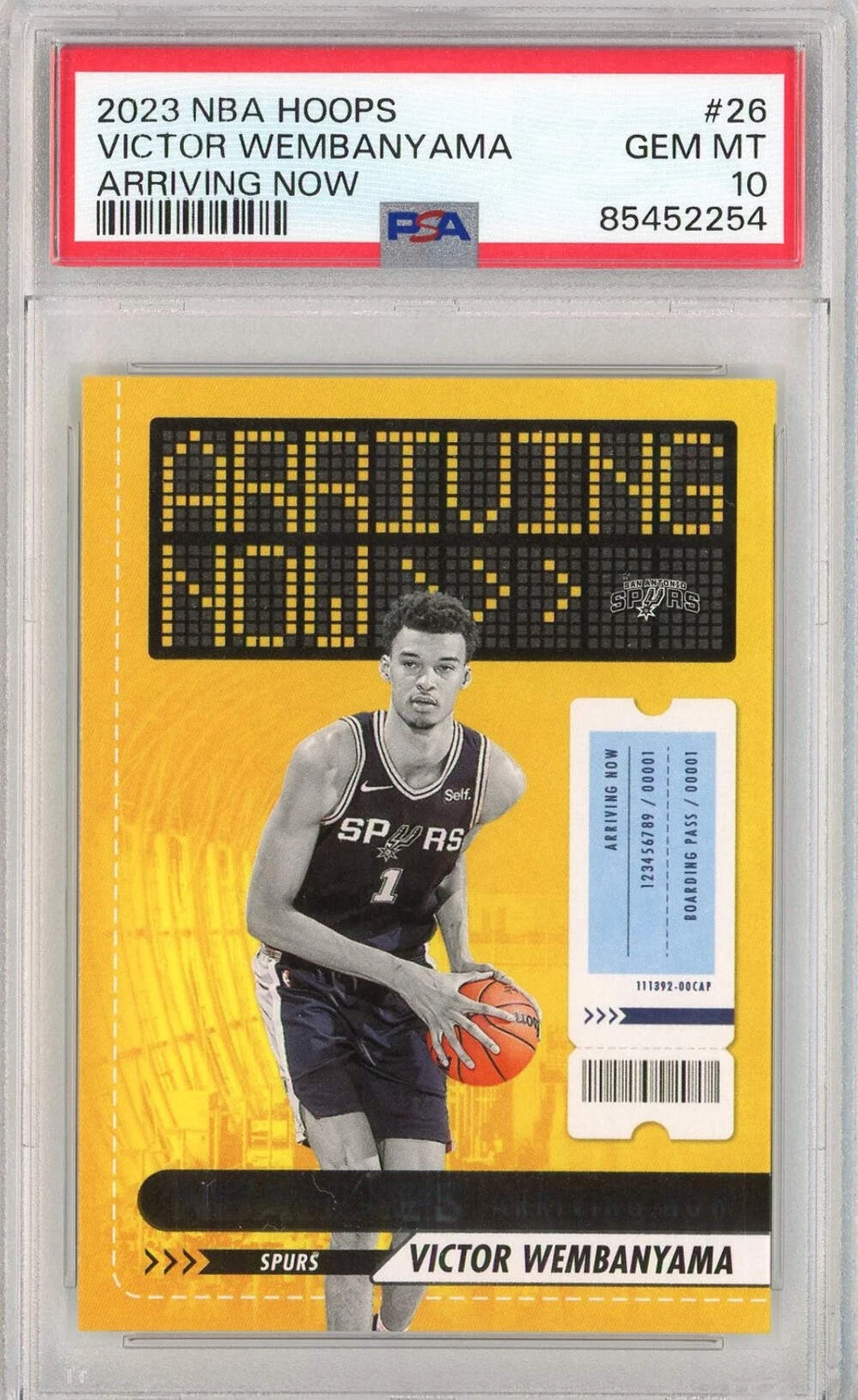Graded 2023 Hoops Victor Wembanyama #26 Arriving Now RC Basketball Card PSA 10