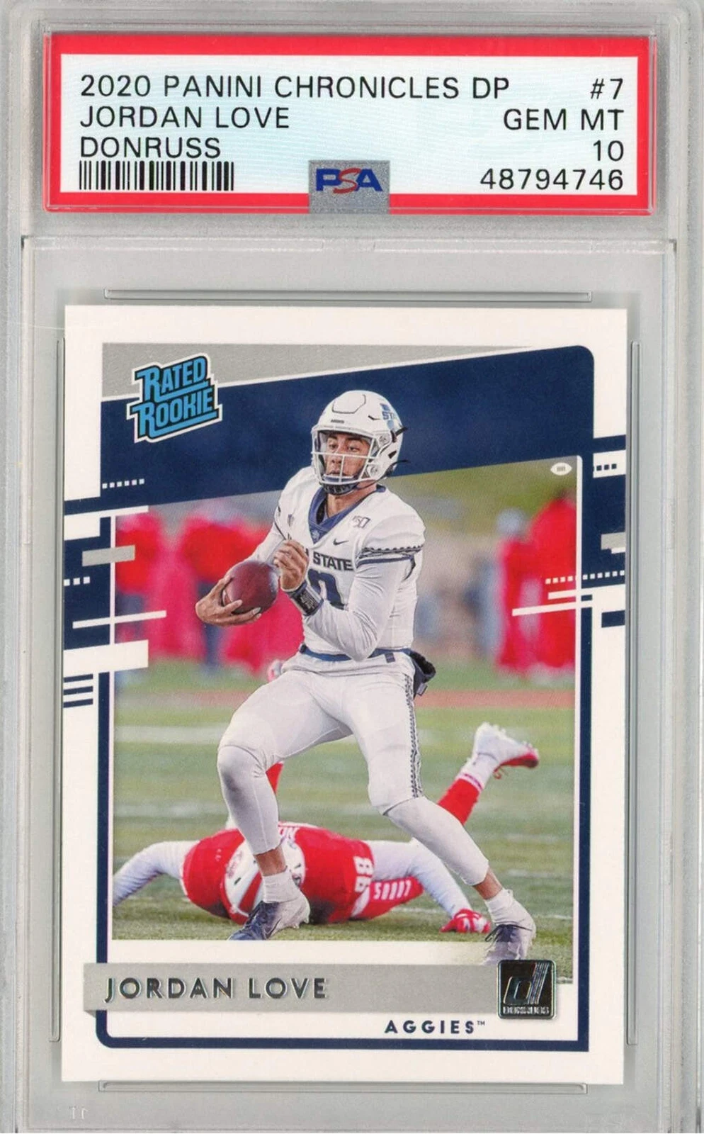 Graded 2020 Panini Chronicles DP Jordan Love #7 Donruss RC Football Card PSA 10