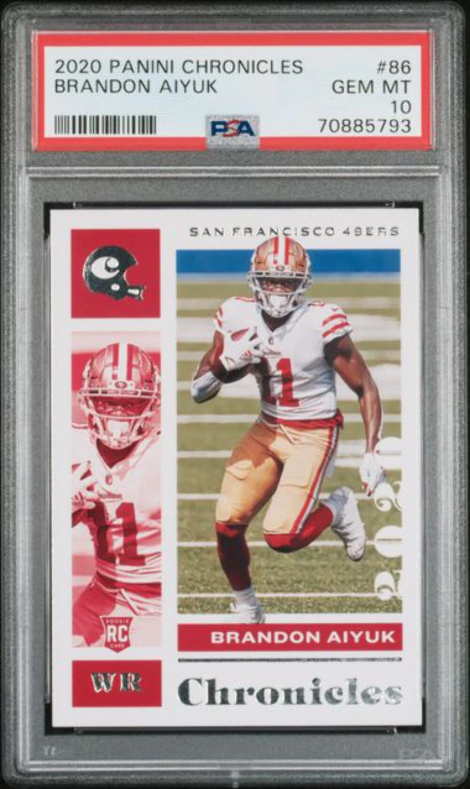 Graded 2020 Panini Chronicles Brandon Aiyuk #86 Rookie RC Football Card PSA 10