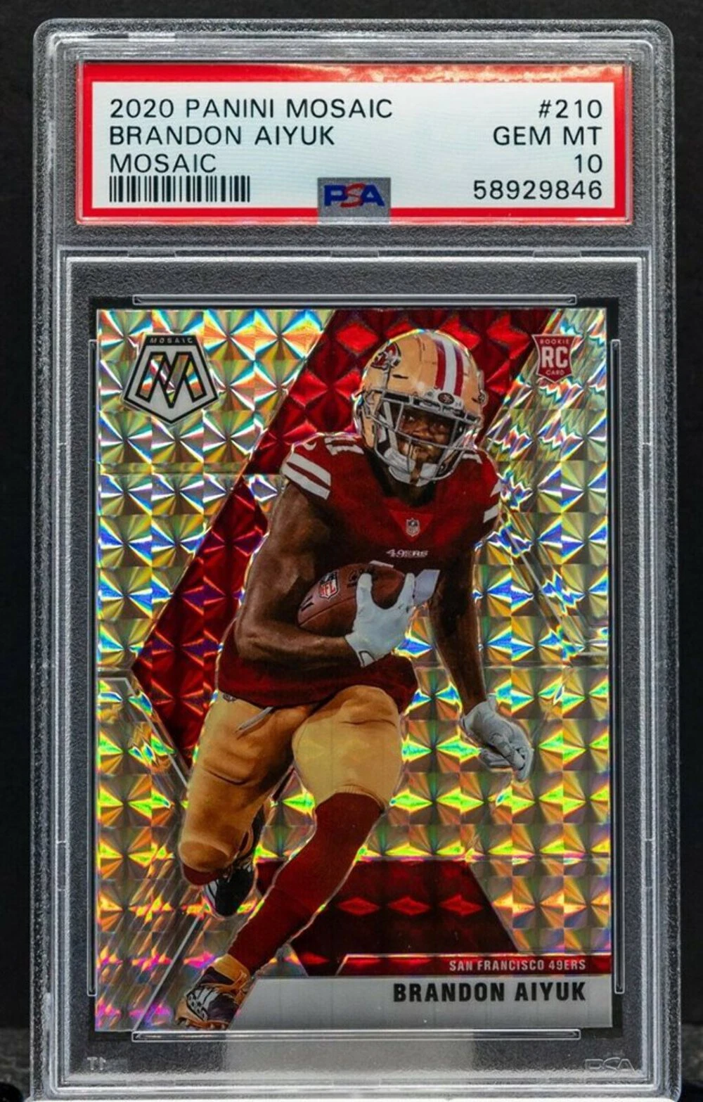 Graded 2020 Panini Mosaic Brandon Aiyuk #210 Mosaic Rookie Football Card PSA 10