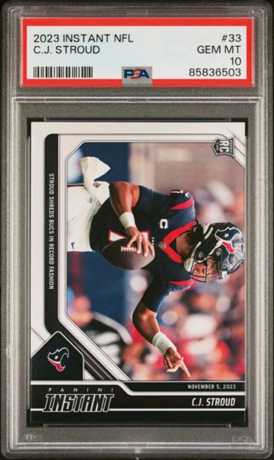 Graded 2023 Panini Instant C.J. Stroud #33 Rookie RC Football Card PSA 10 Gem