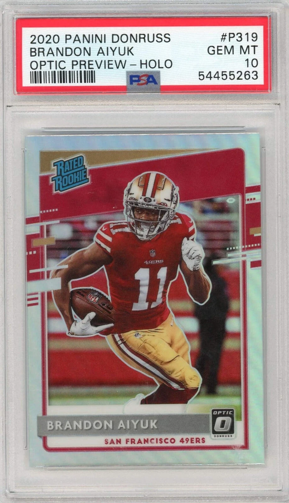 Graded 2020 Donruss Brandon Aiyuk #P319 Optic Preview Holo Football Card PSA 10