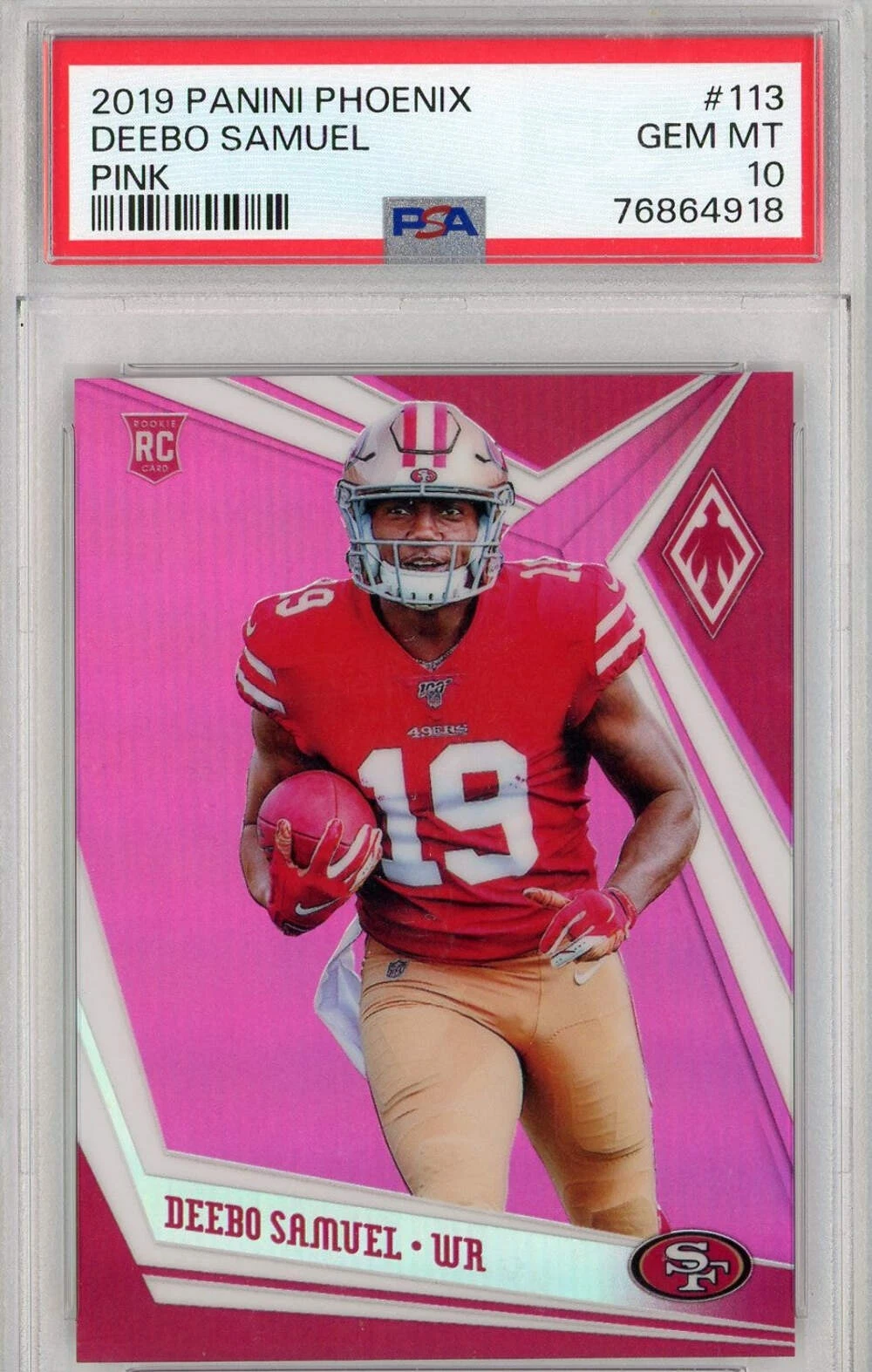Graded 2019 Panini Phoenix Deebo Samuel #113 Pink Rookie RC Football Card PSA 10