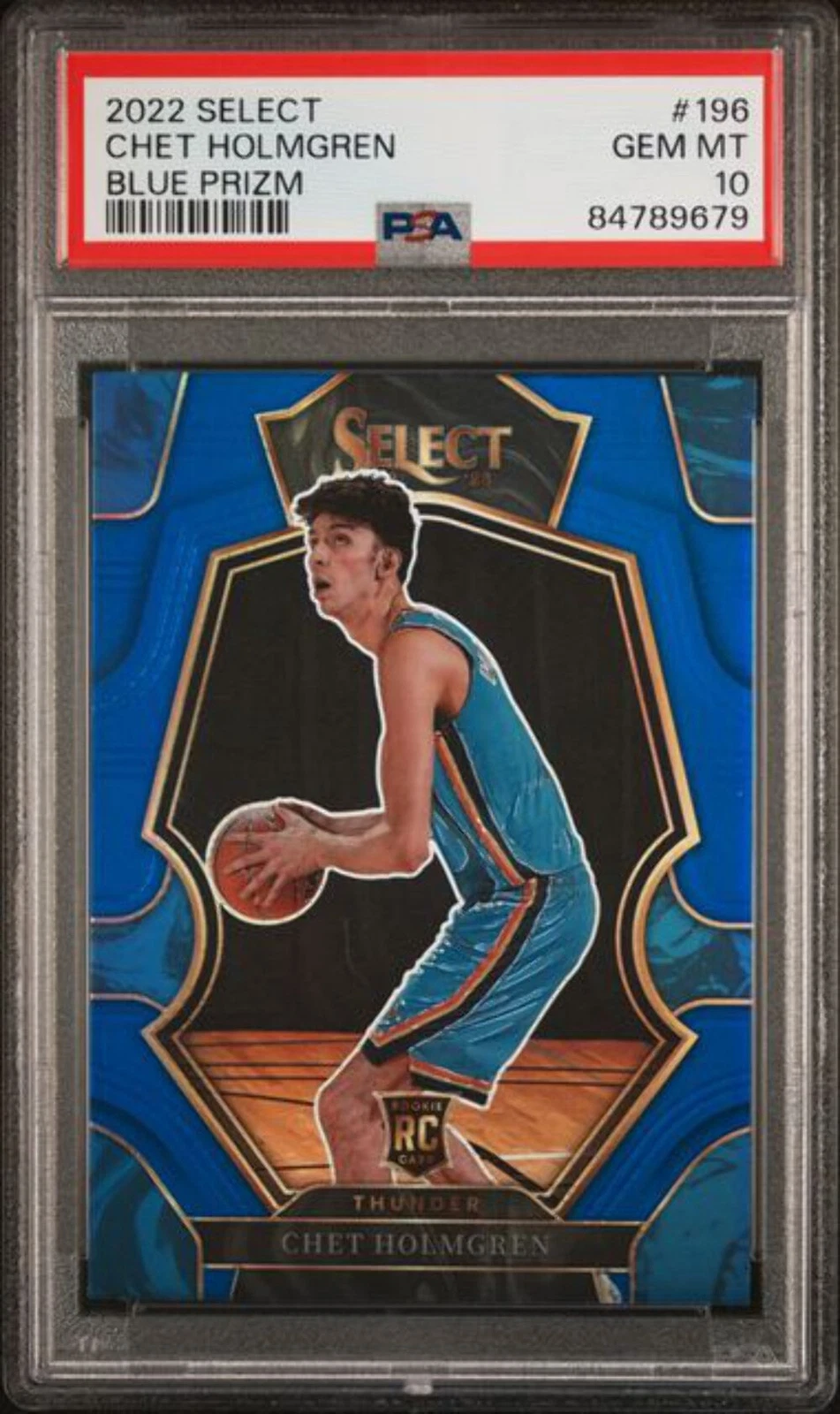 Graded 2022 Panini Select Chet Holmgren #196 Blue Prizm Basketball Card PSA 10