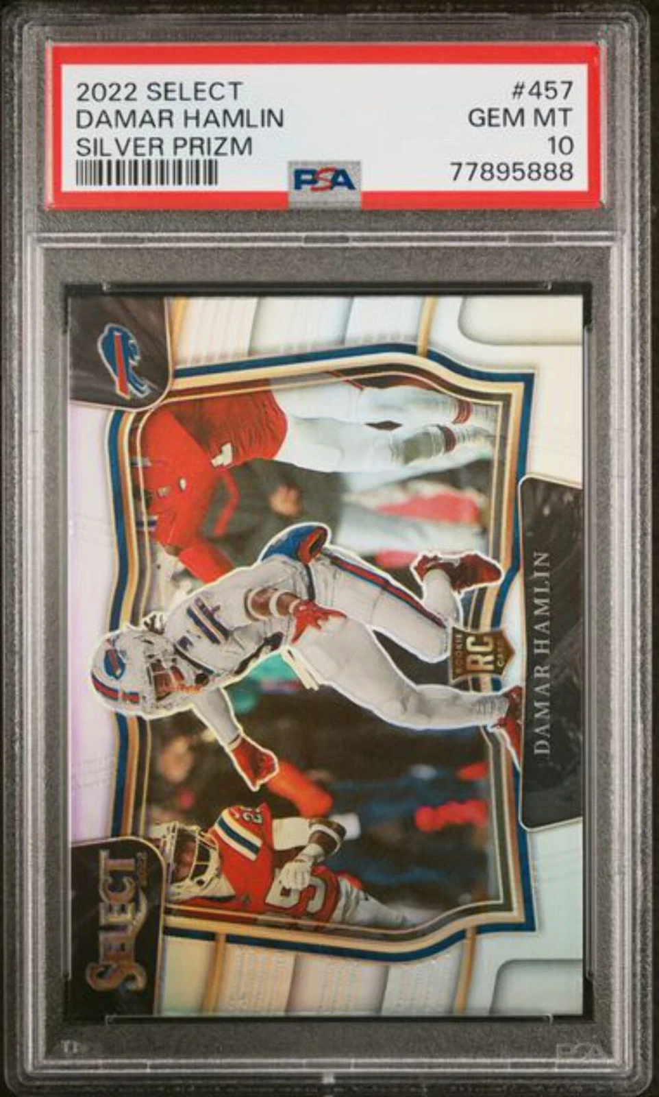 Graded 2022 Panini Select Damar Hamlin #457 Silver Prizm RC Football Card PSA 10