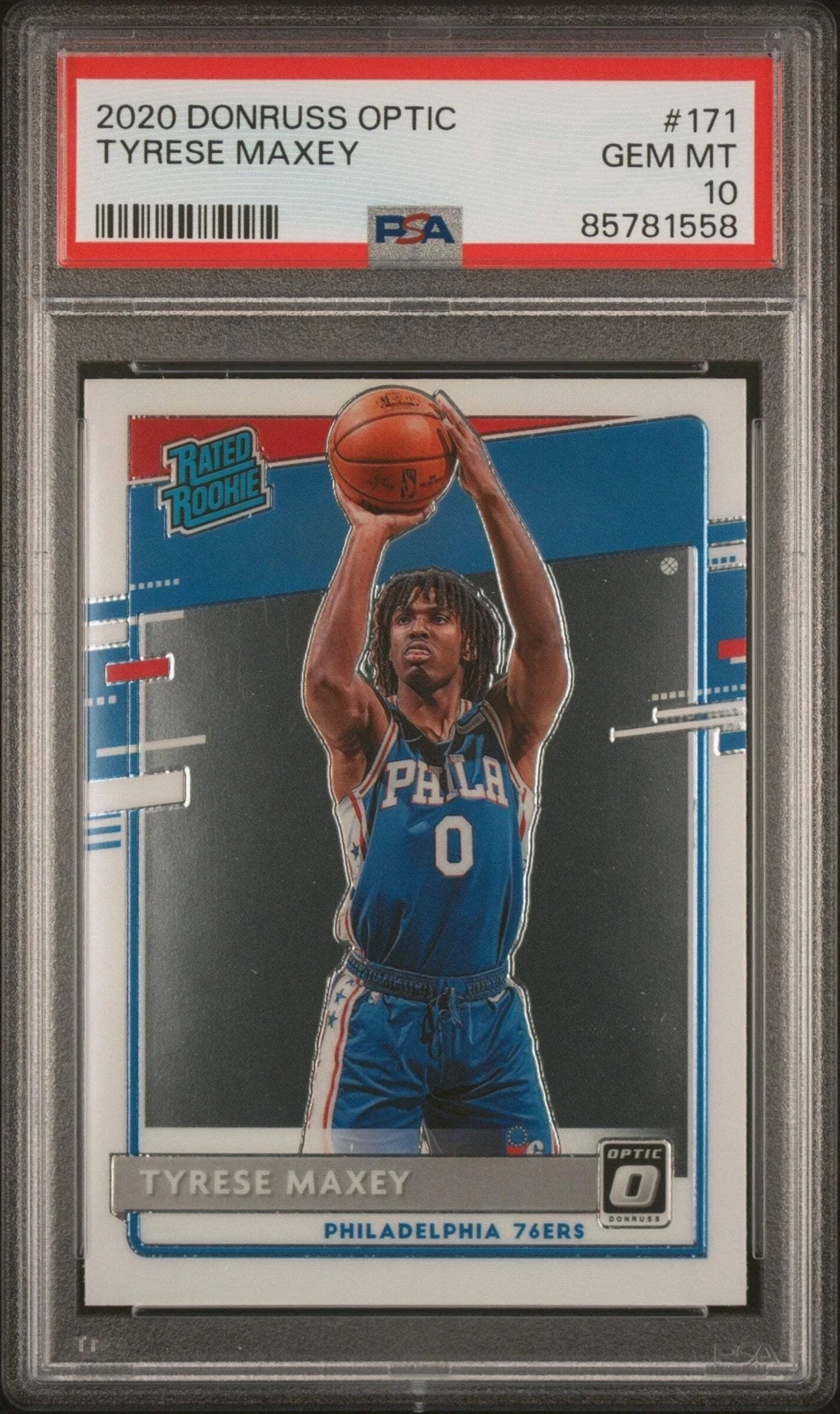 Graded 2020 Panini Donruss Optic Tyrese Maxey #171 RC Basketball Card PSA 10