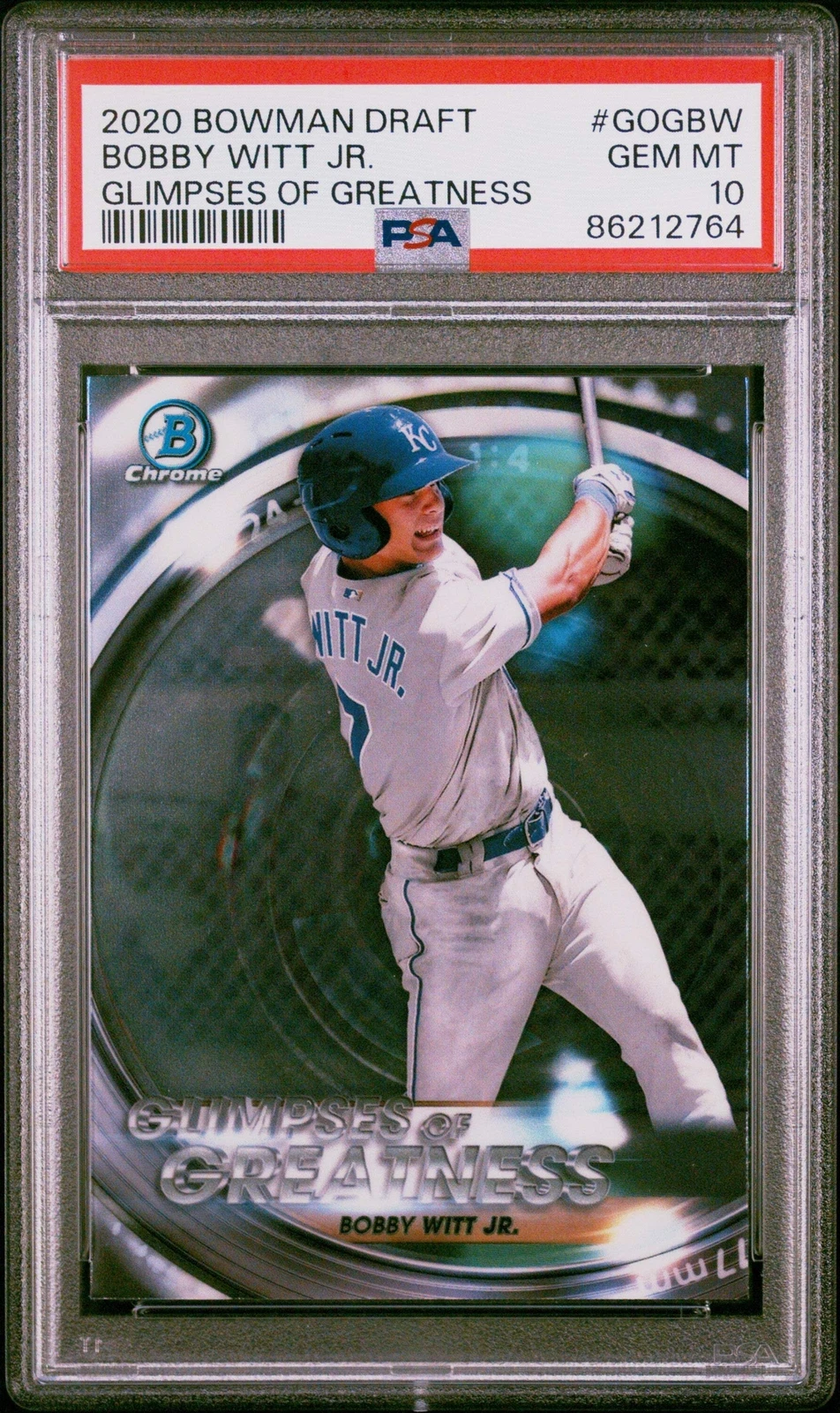 Graded 2020 Bowman Draft Bobby Witt Jr. #GOGBW Glimpses of Greatness Card PSA 10