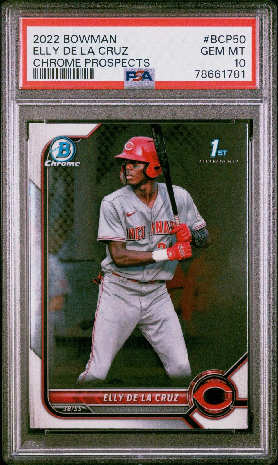 Graded 2022 Bowman Elly De La Cruz #BCP50 Chrome Prospects Baseball Card PSA 10
