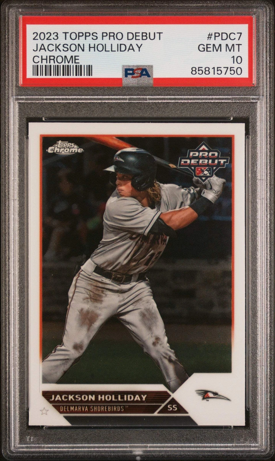 Graded 2023 Topps Pro Debut Jackson Holliday #PDC7 Chrome Baseball Card PSA 10