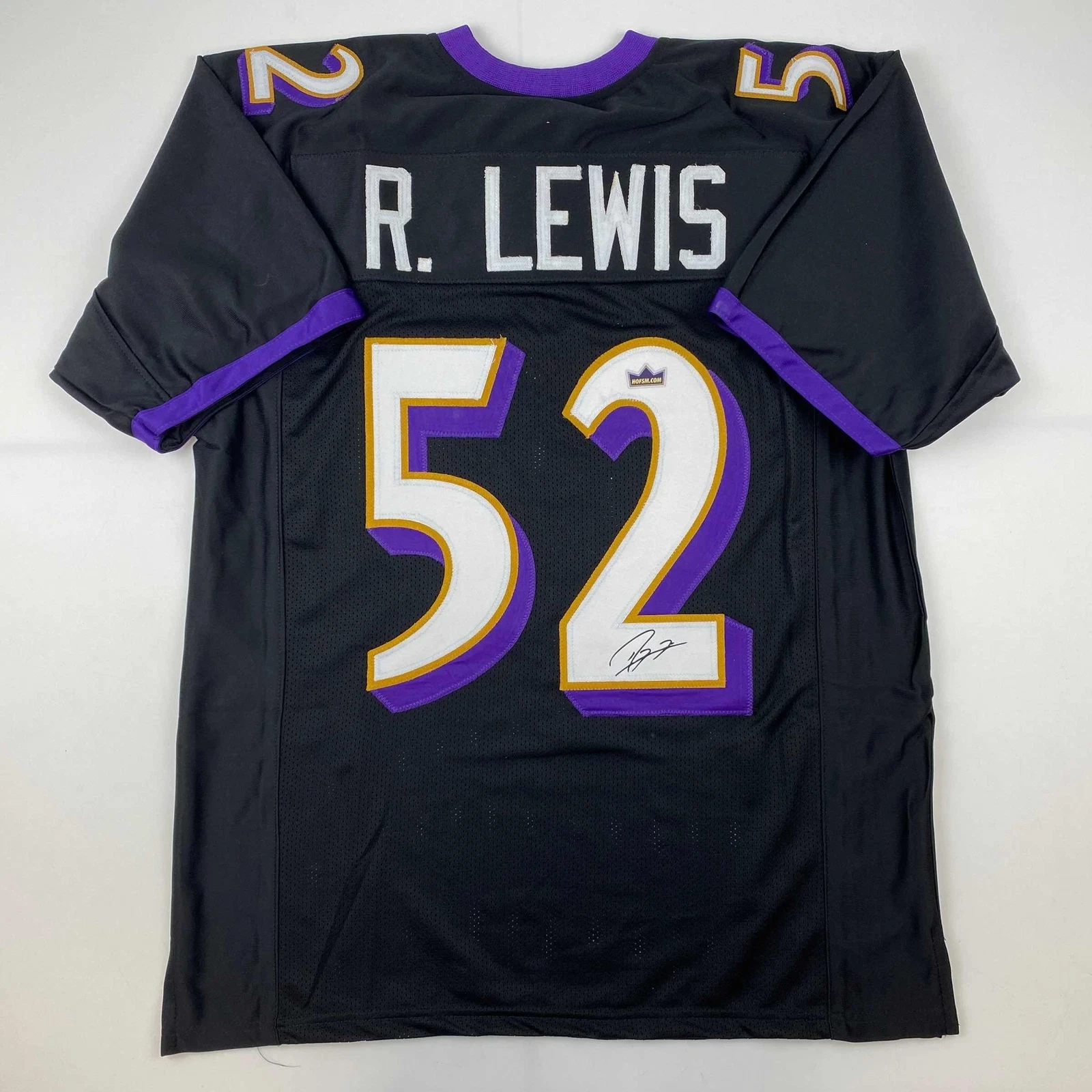 Facsimile Autographed Ray Lewis Baltimore Black Reprint Jersey Size Men's XL