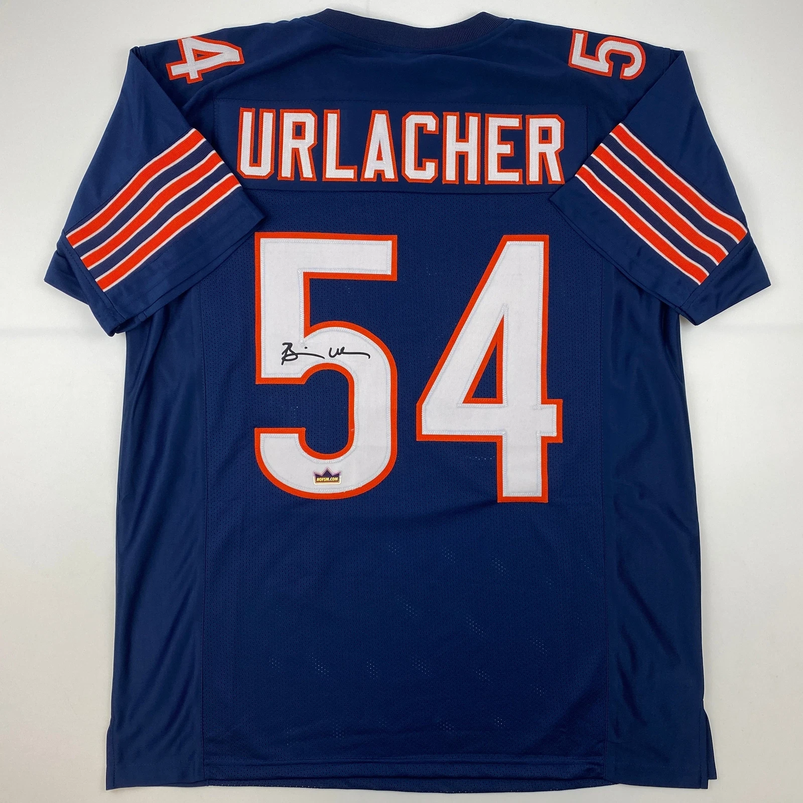 Facsimile Autographed Brian Urlacher Chicago Blue Reprint Jersey Size Men's XL