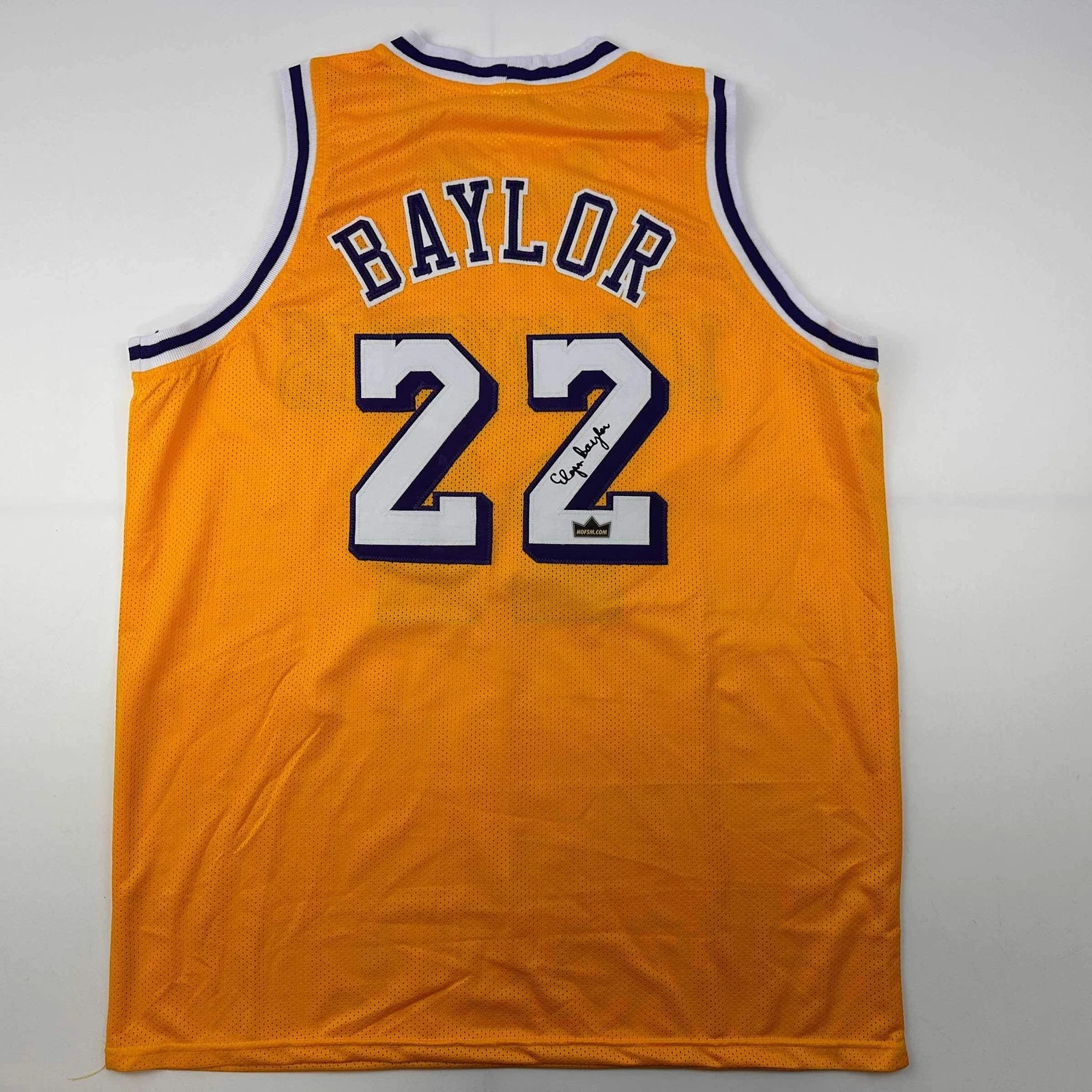 Facsimile Autographed Elgin Baylor Los Angeles LA Yellow Reprint Auto Jersey XL