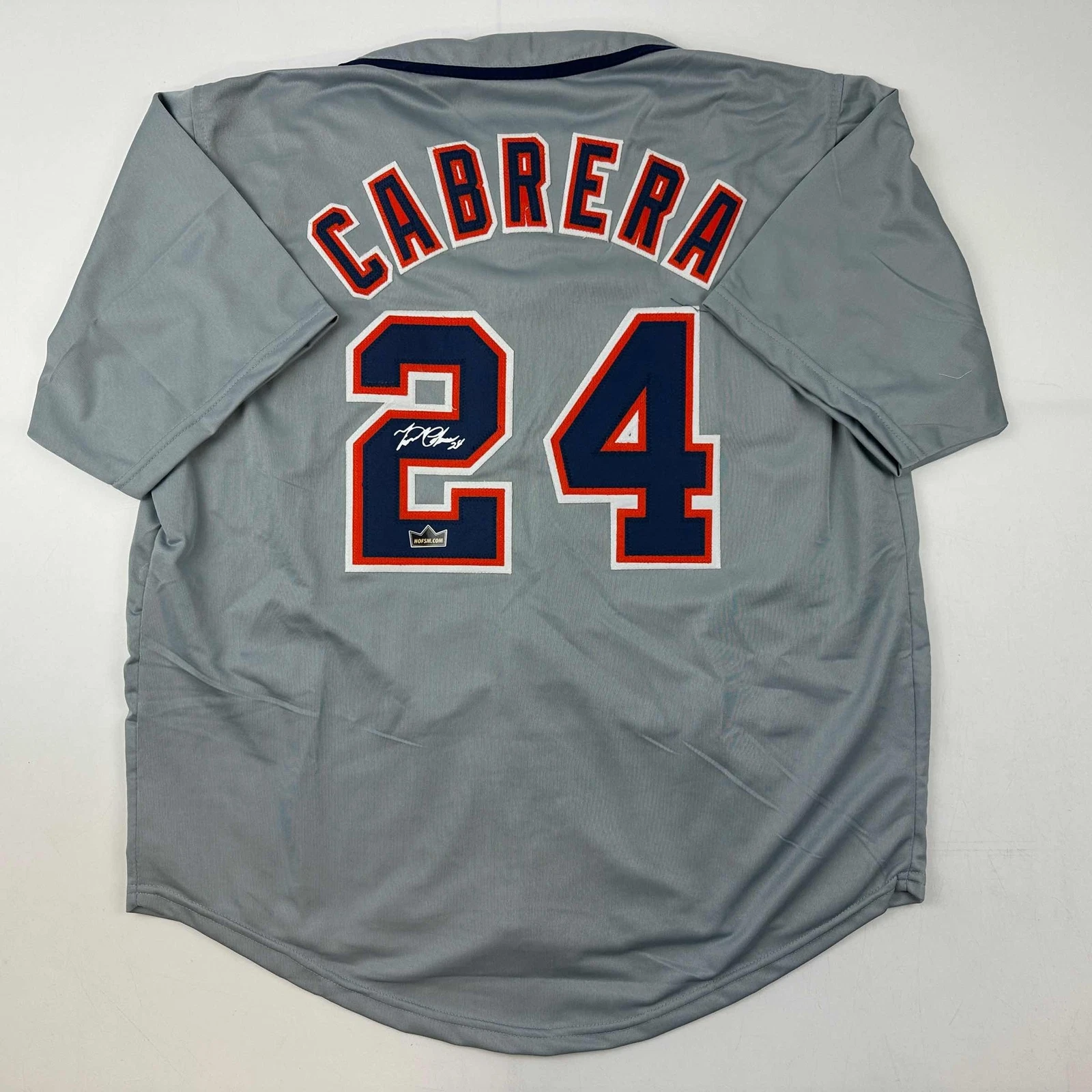 Facsimile Autographed Miguel Cabrera Detroit Grey Reprint Jersey Size Men's XL