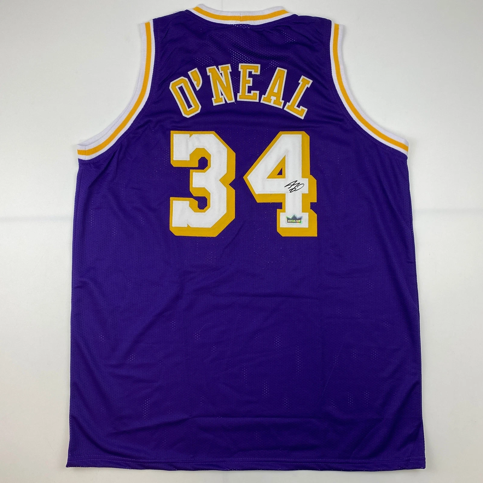 Facsimile Autographed Shaquille O'Neal Los Angeles Purple Reprint Jersey Mens XL