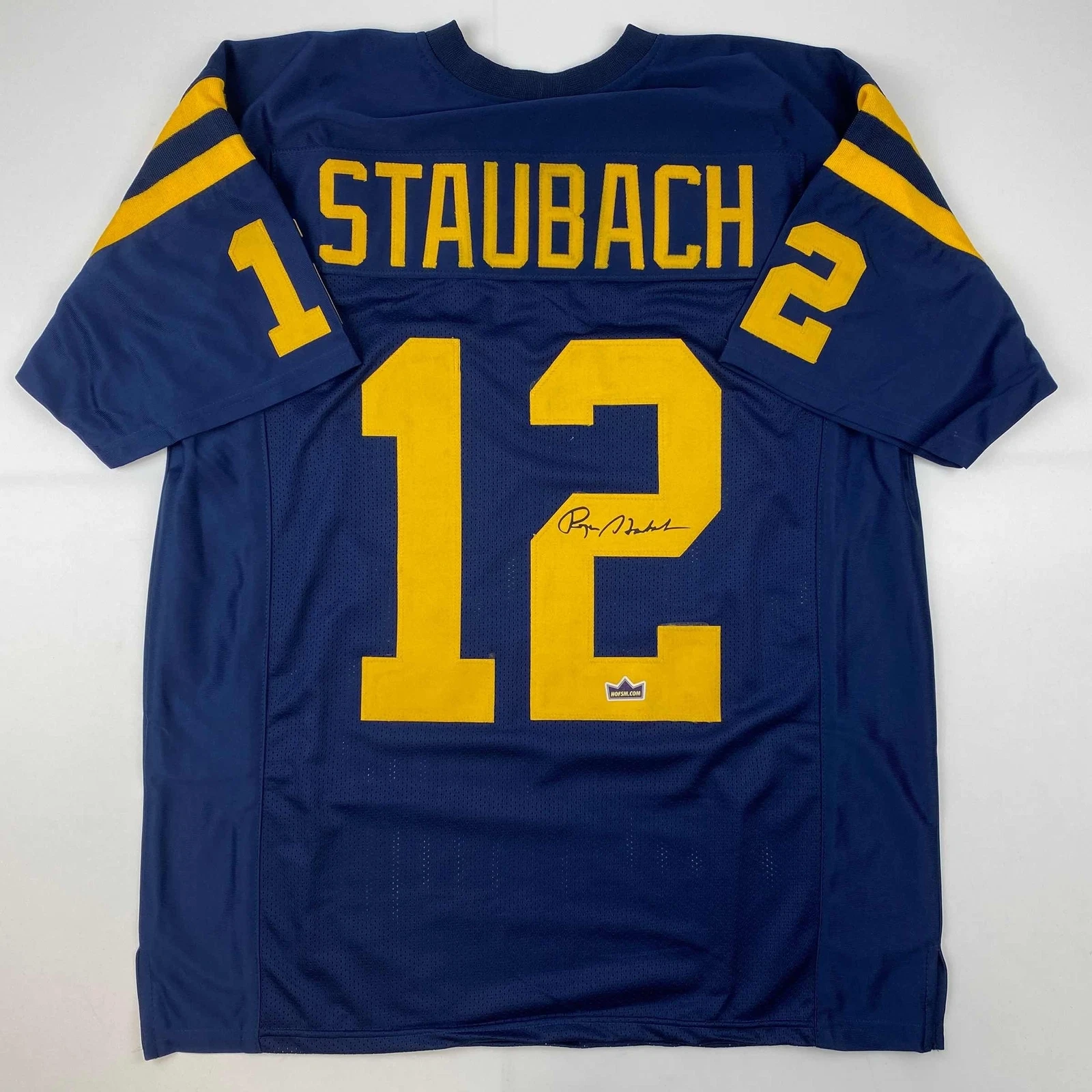 Facsimile Autographed Roger Staubach Navy Blue Reprint Jersey Size Men's XL