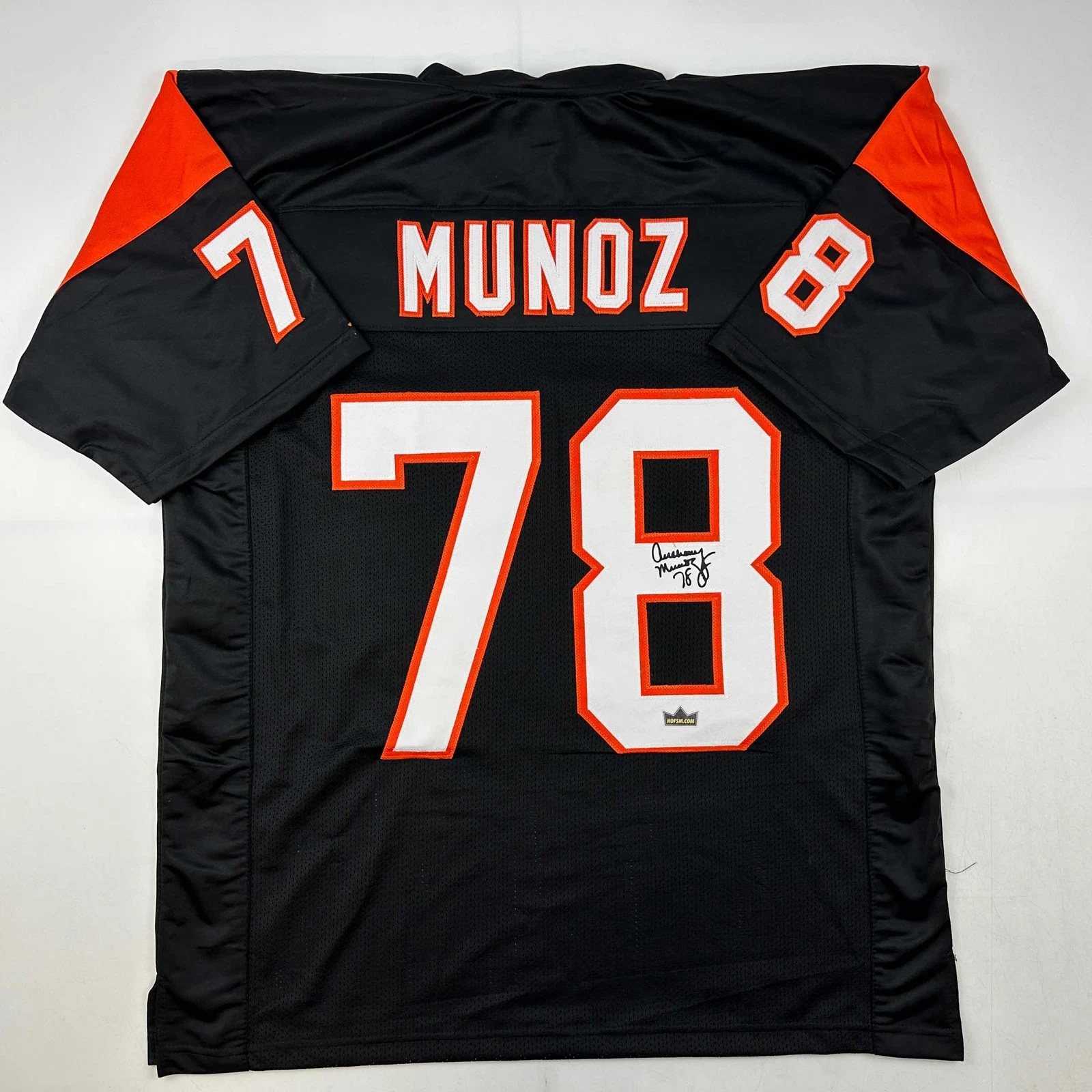 Facsimile Autographed Anthony Munoz Cincinnati Black Reprint Jersey Size Mens XL