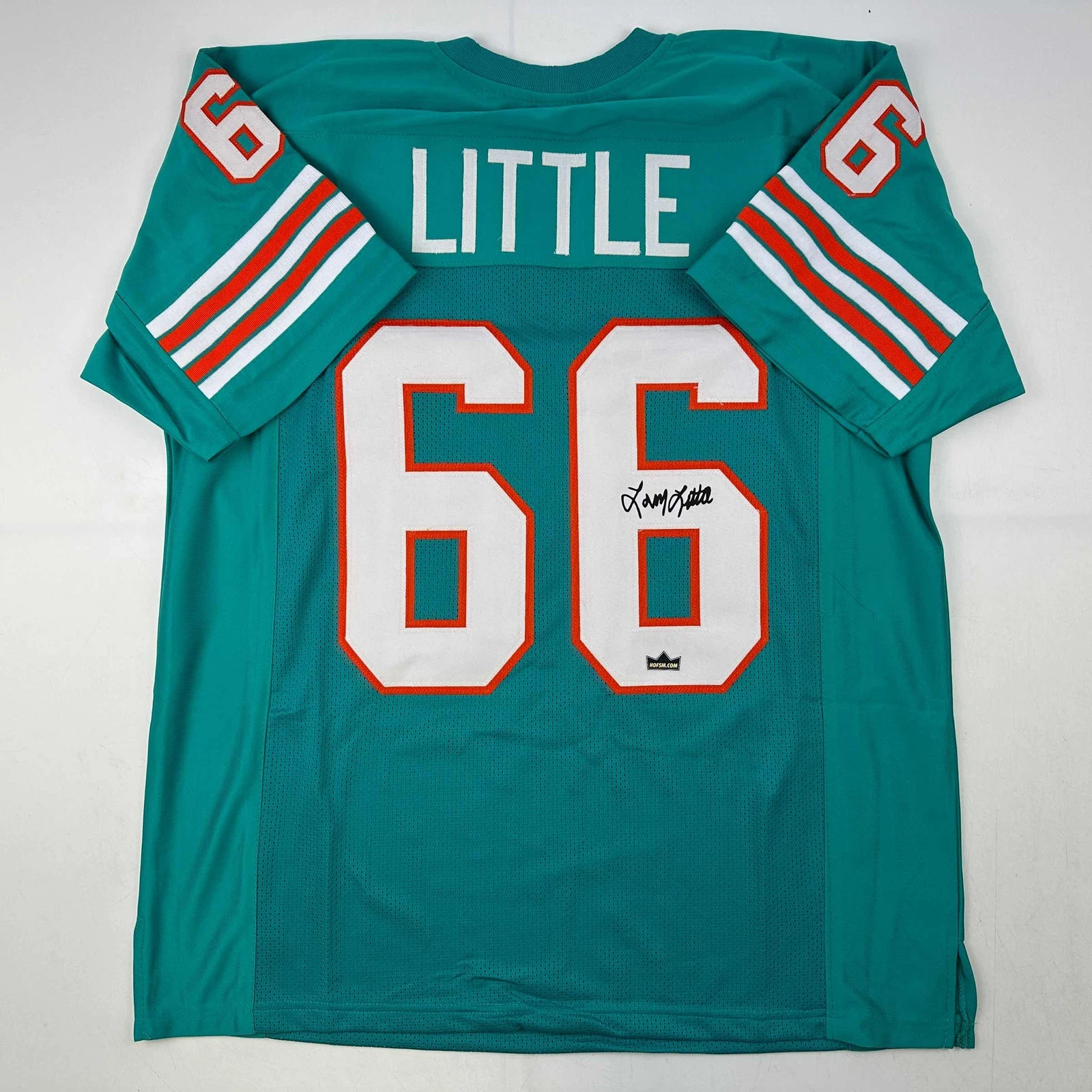 Facsimile Autographed Larry Little Miami Teal Reprint Jersey Size Men's XL