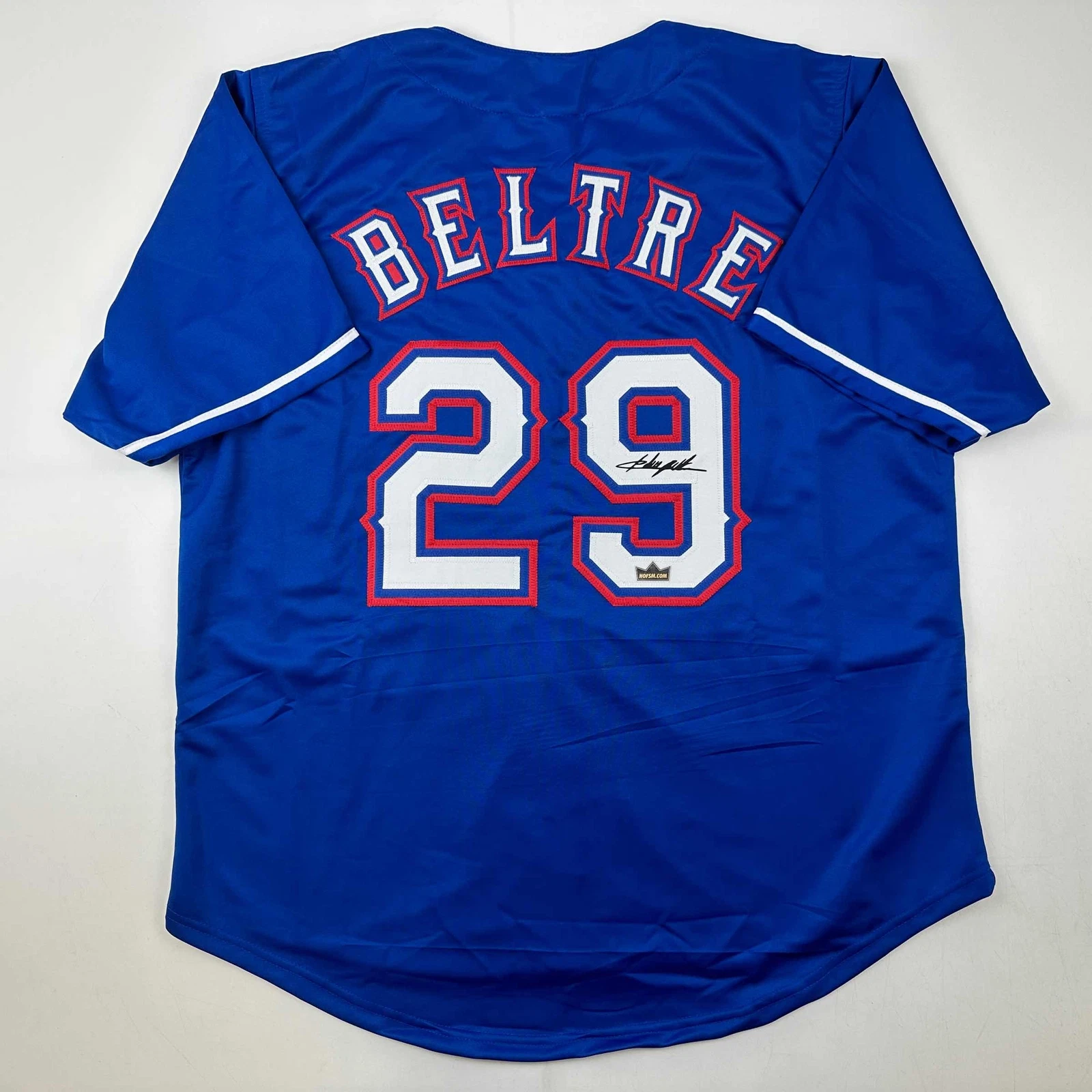 Facsimile Autographed Adrian Beltre Texas Blue Reprint Jersey Size Men's XL