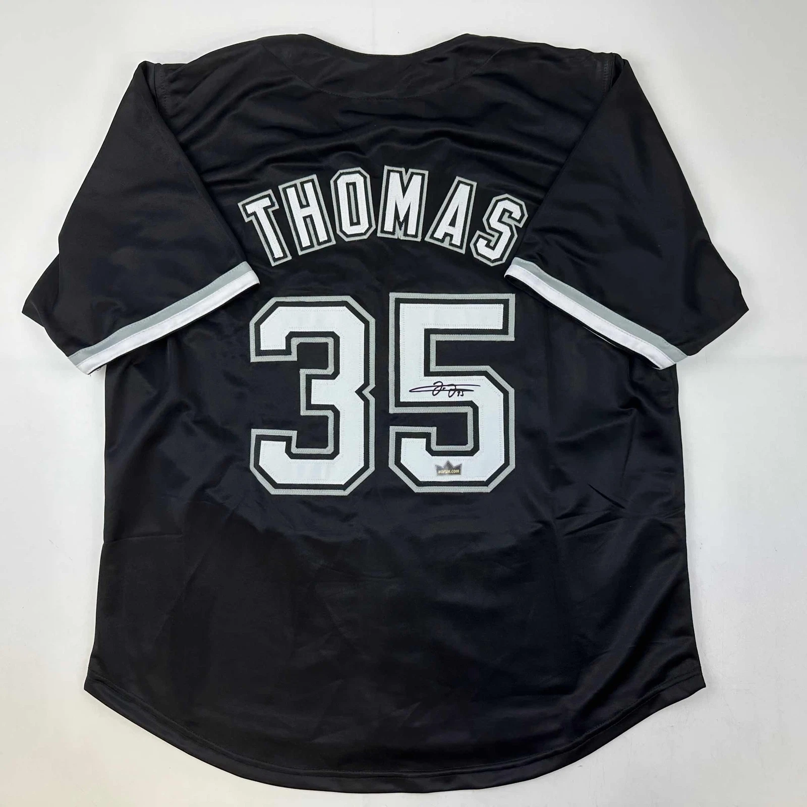 Facsimile Autographed Frank Thomas Chicago Black Reprint Jersey Size Men's XL