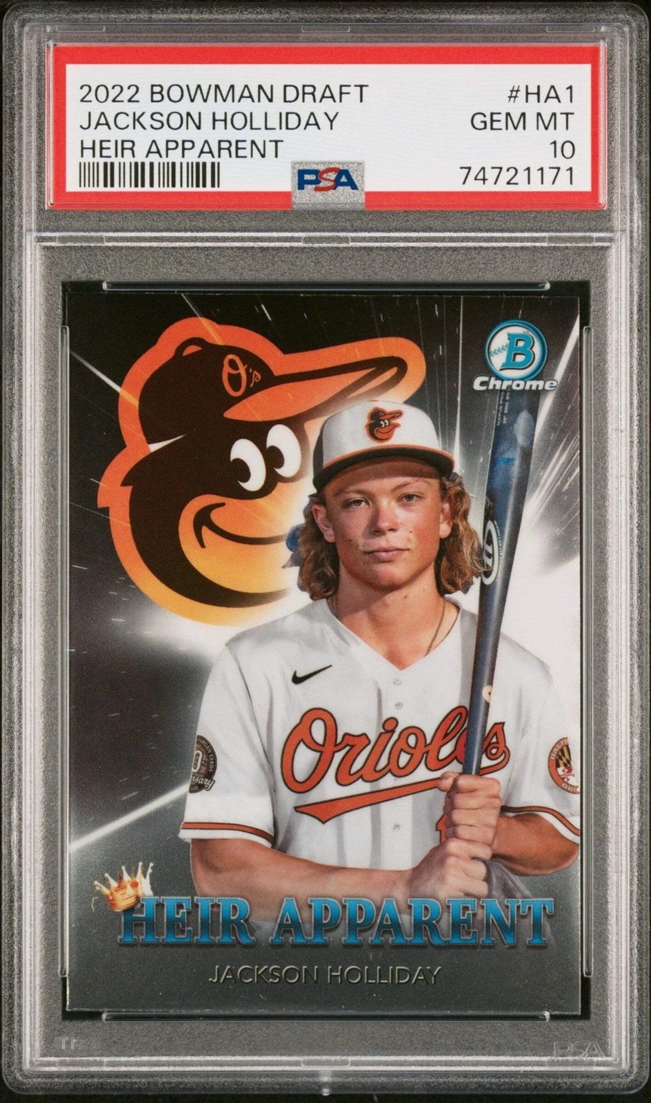 Graded 2022 Bowman Jackson Holliday #HA1 Heir Apparent RC Baseball Card PSA 10