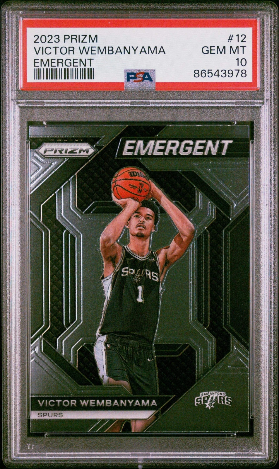 Graded 2023 Panini Prizm Victor Wembanyama #12 Emergent Basketball Card PSA 10