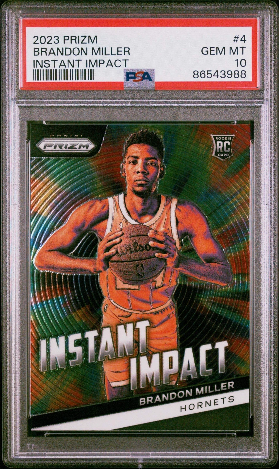 Graded 2023 Prizm Brandon Miller #4 Instant Impact RC Basketball Card PSA 10
