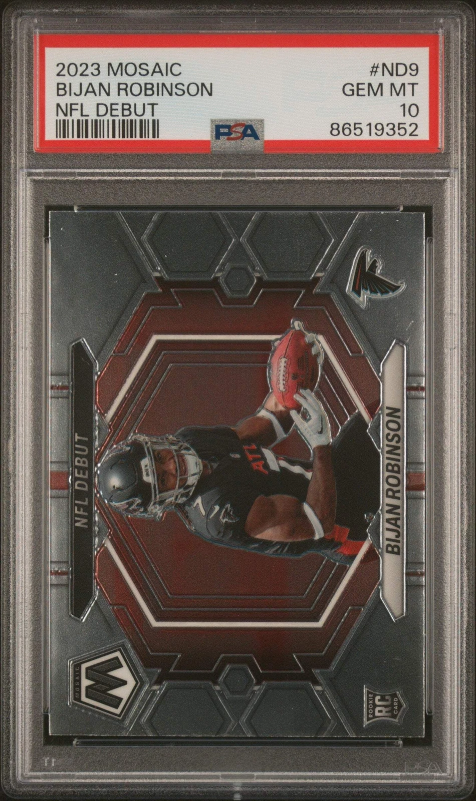 Graded 2023 Panini Mosaic Bijan Robinson #ND9 NFL Debut RC Football Card PSA 10