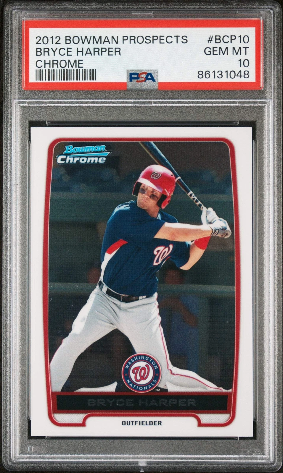 Graded 2012 Bowman Prospects Bryce Harper #BCP10 Chrome RC Baseball Card PSA 10