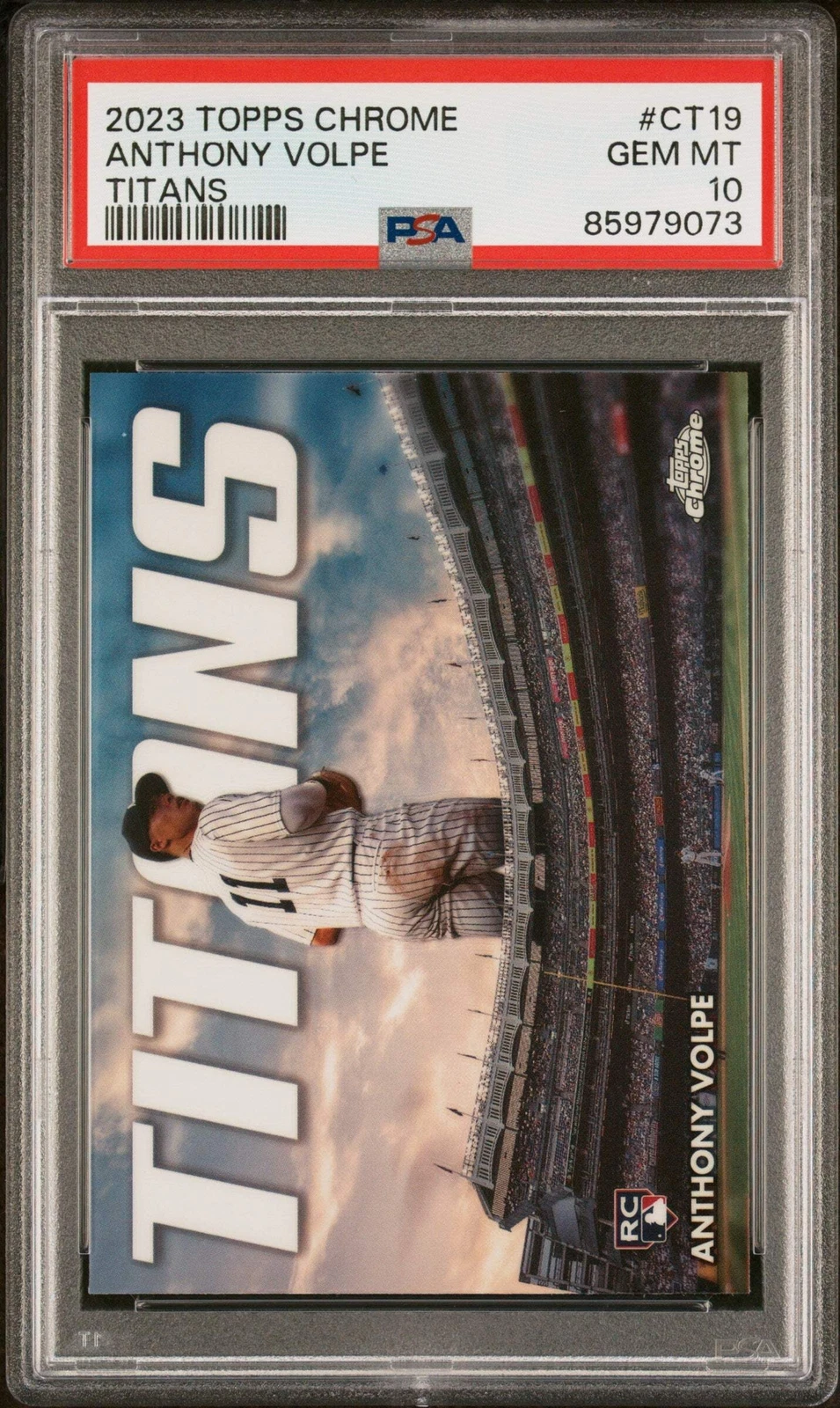 Graded 2023 Topps Chrome Anthony Volpe #CT19 Titans Rookie Baseball Card PSA 10