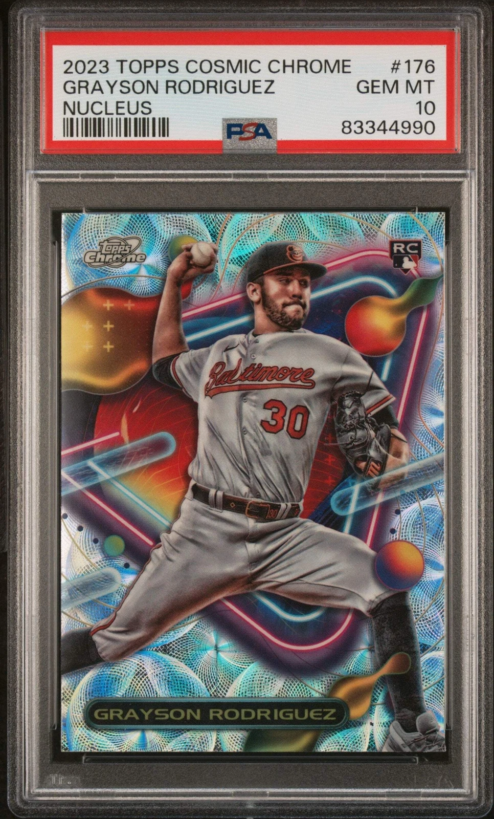 Graded 2023 Topps Cosmic CHR Grayson Rodriguez #176 Nucleus Baseball Card PSA 10