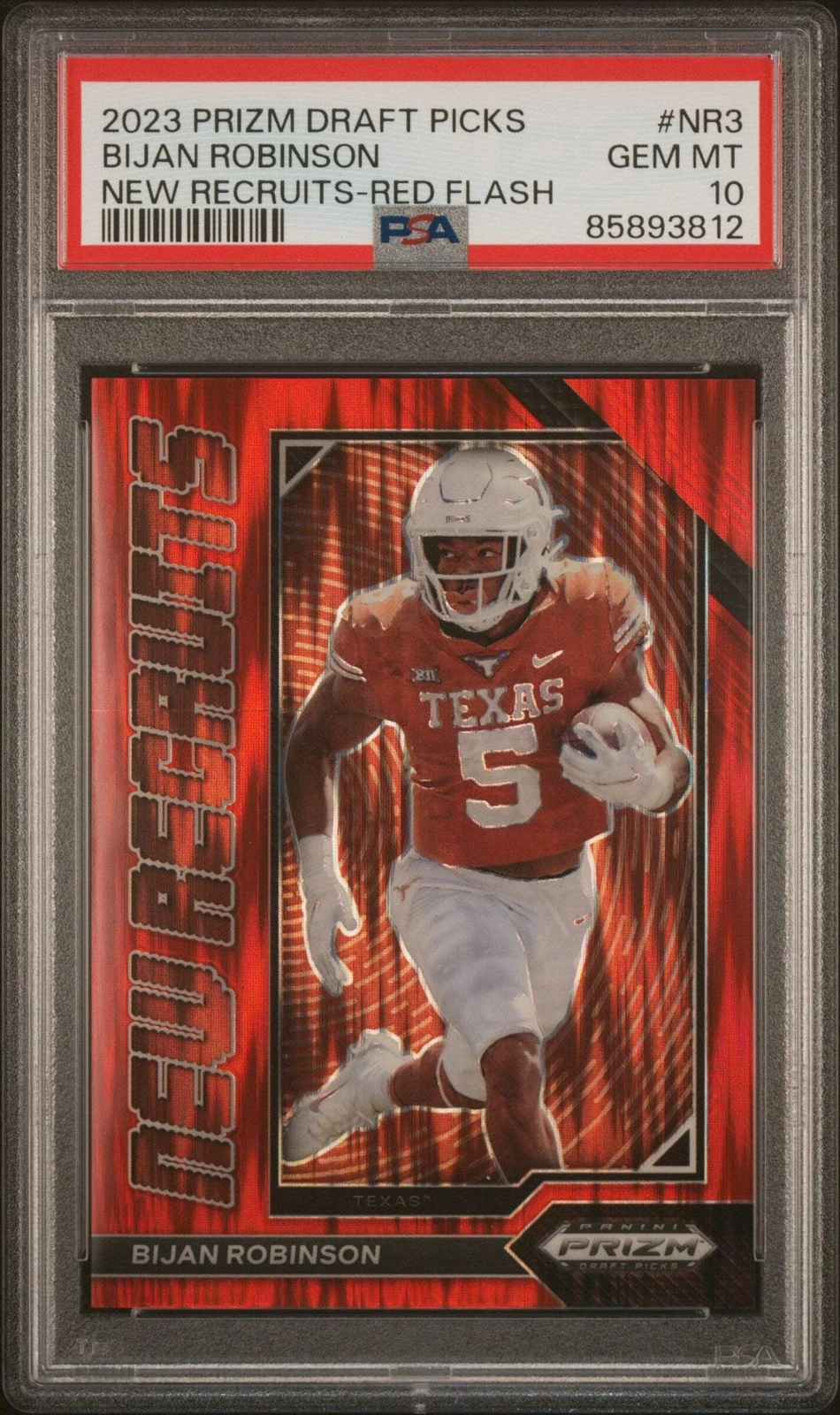 Graded 2023 Prizm DP Bijan Robinson #NR3 New REC Red Flash Football Card PSA 10