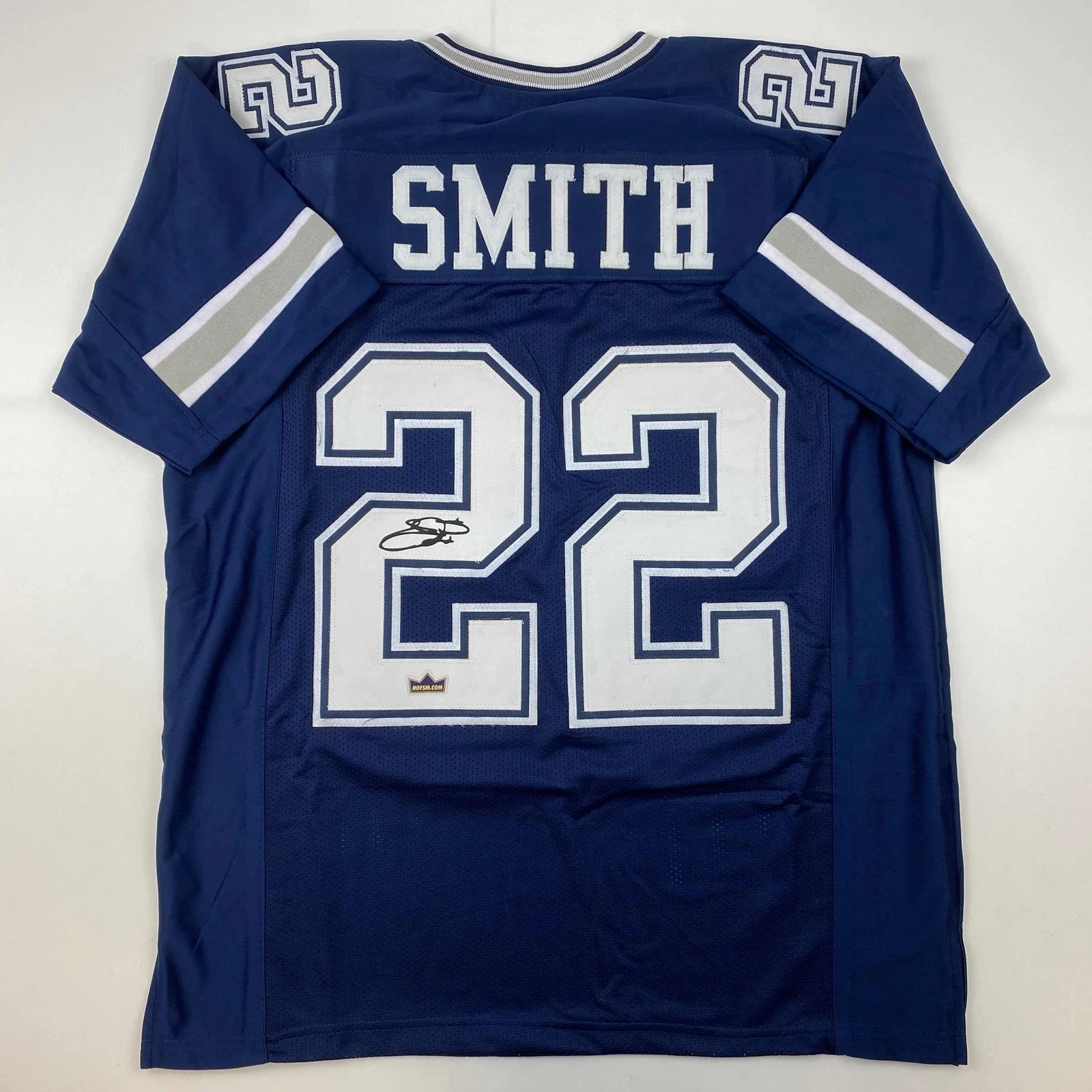 Facsimile Autographed Emmitt Smith Dallas Blue Reprint Jersey Size Men's XL