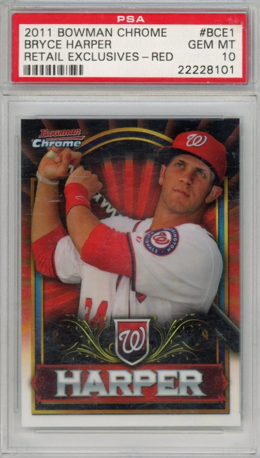Graded 2011 Topps Bowman Chrome Bryce Harper #BCE1 Red Retail Exclusives Rookie