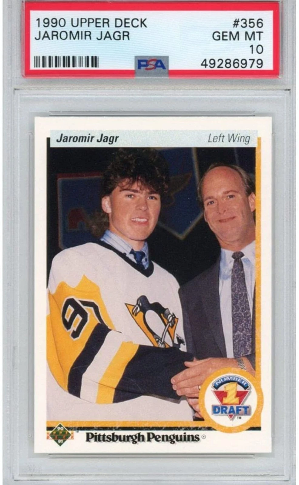Graded 1990-91 Upper Deck UD Jaromir Jagr #356 Rookie RC Hockey Card PSA 10 Gem