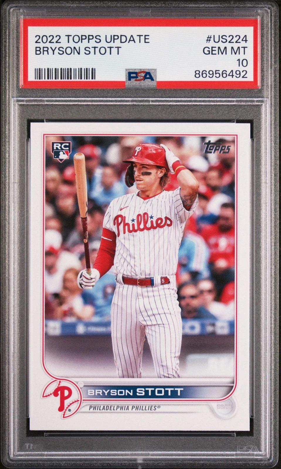 Graded 2022 Topps Update Bryson Stott #US224 Rookie RC Baseball Card PSA 10 Gem