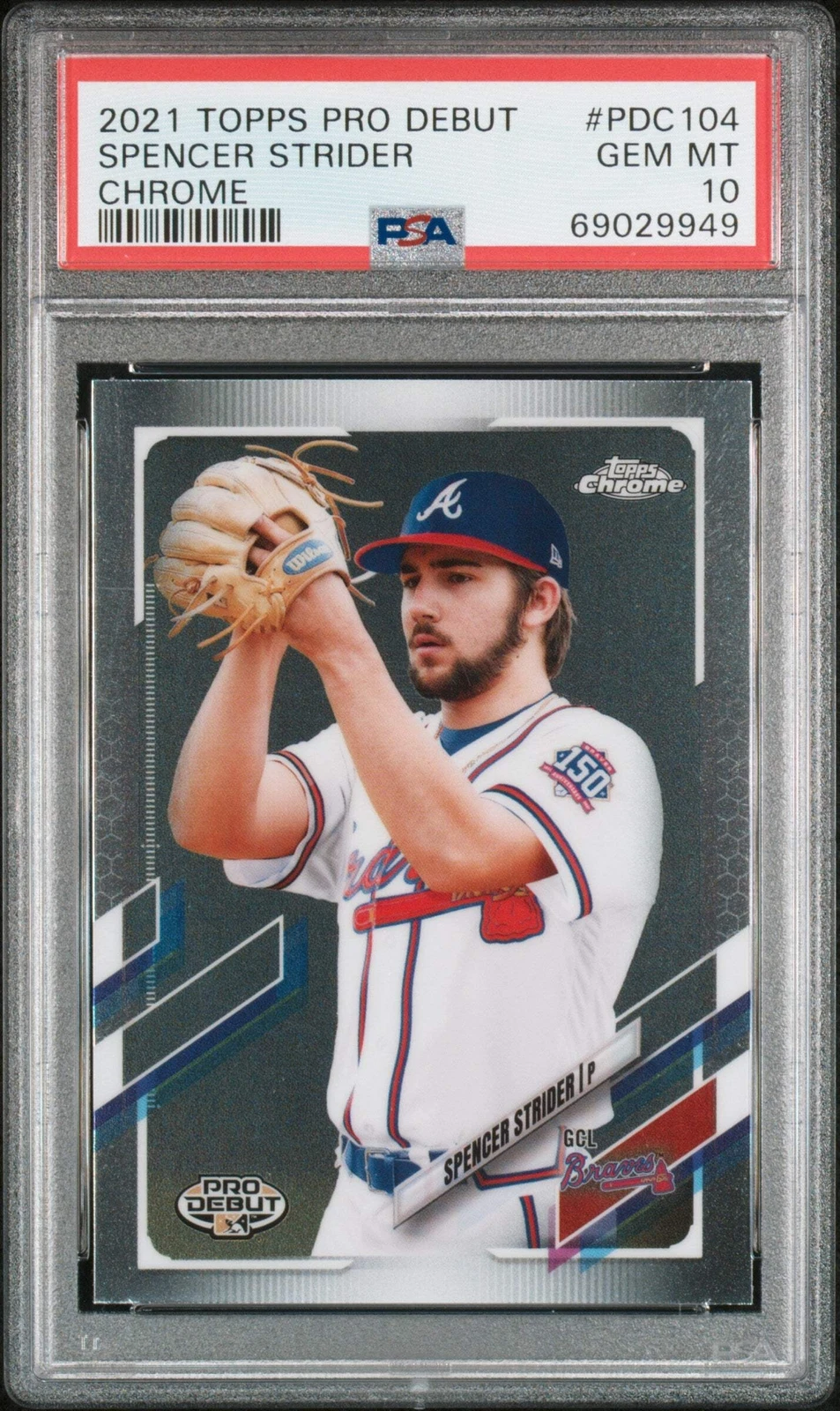 Graded 2021 Topps Pro Debut Spencer Strider #PDC104 CHR RC Baseball Card PSA 10