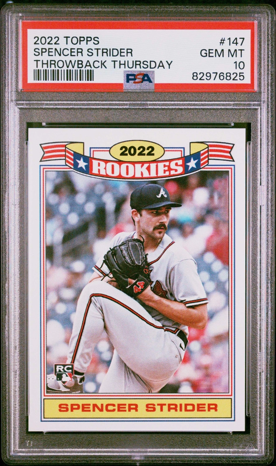 Graded 2022 Topps Spencer Strider #147 Throwback Thurs RC Baseball Card PSA 10
