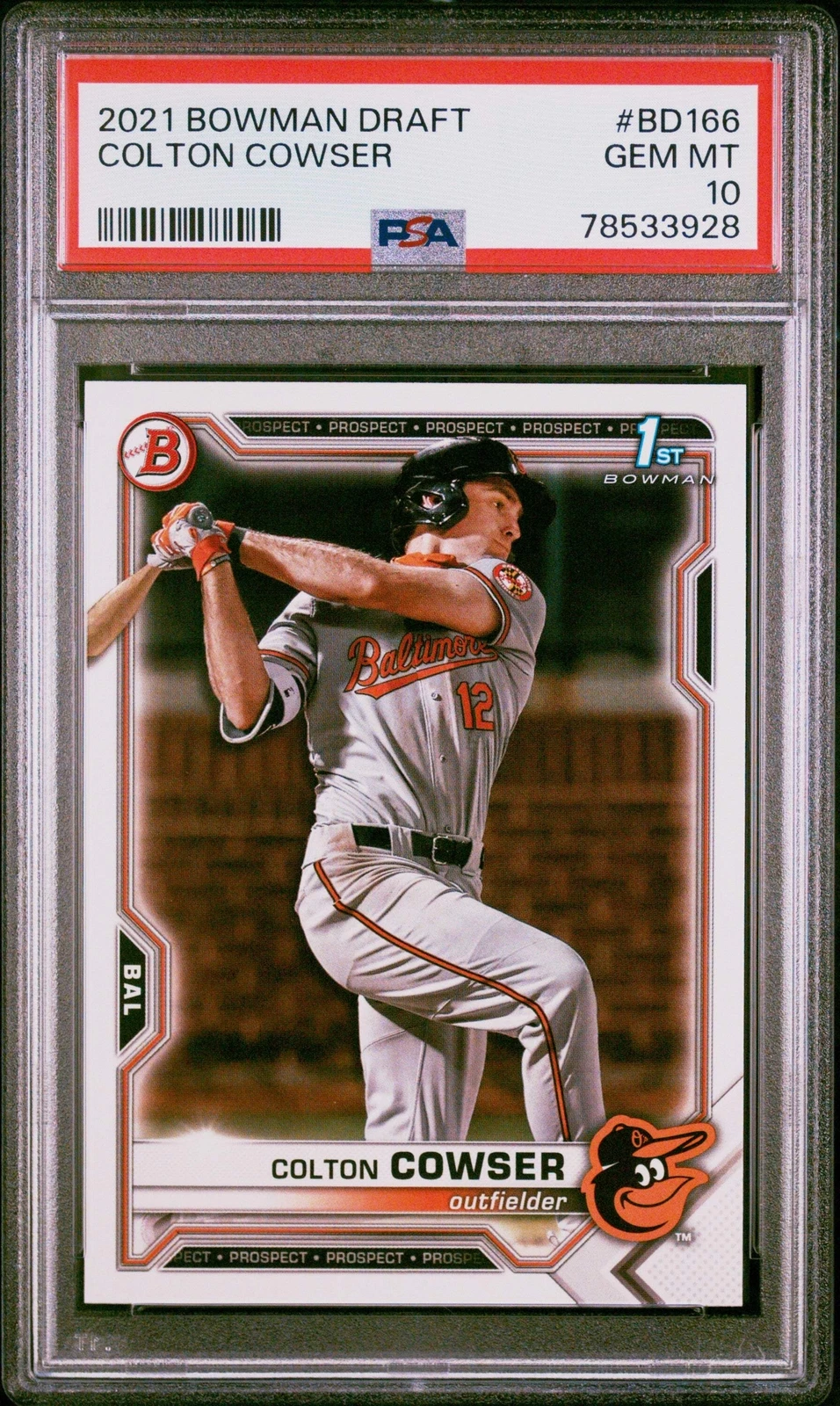Graded 2021 Topps Bowman Draft Colton Cowser #BD166 Rookie Baseball Card PSA 10