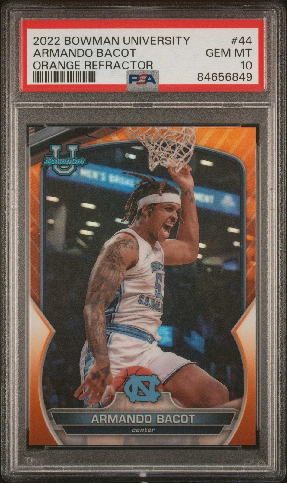 Graded 2022 Bowman U Armando Bacot #44 Orange REF Rookie Basketball Card PSA 10