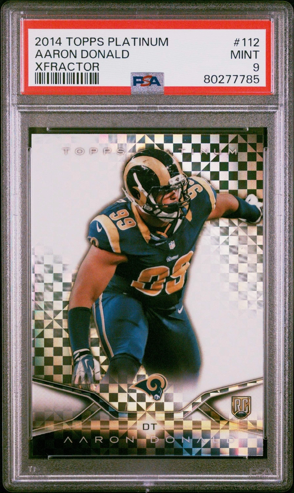 Graded 2014 Topps Platinum Aaron Donald #112 Xfractor Rookie Football Card PSA 9