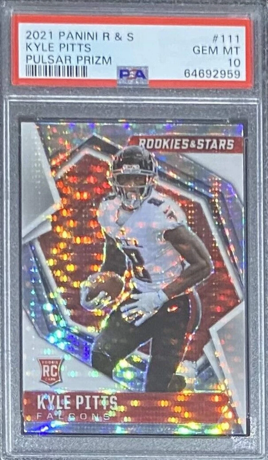 Graded 2021 Rookie & Stars Kyle Pitts #111 Pulsar Prizm RC Football Card PSA 10