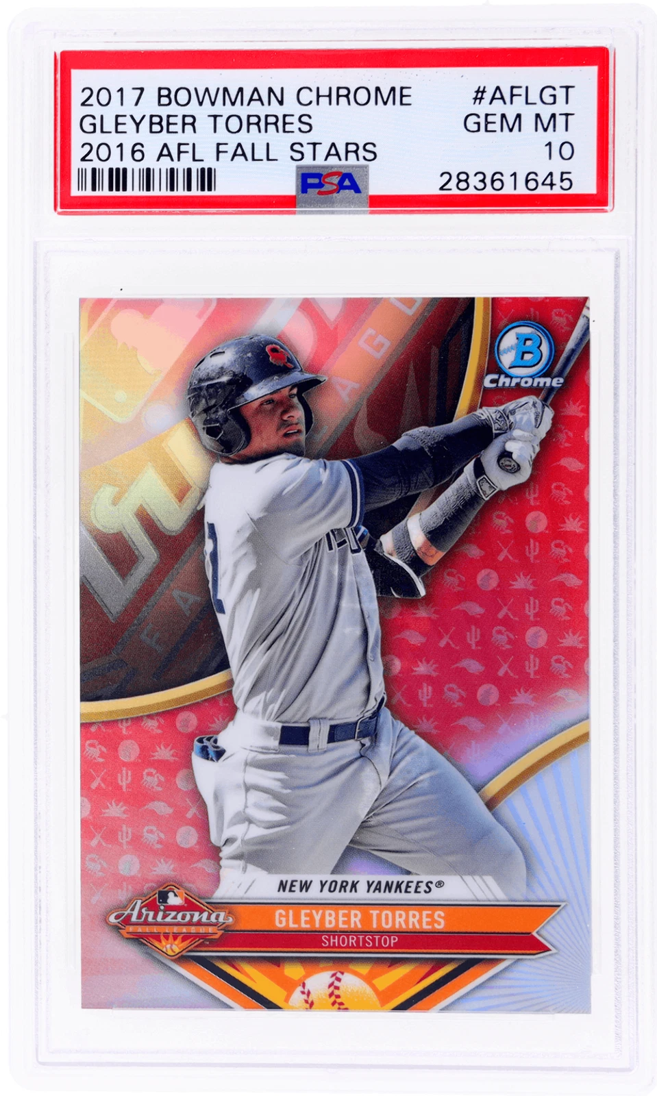Graded 2017 Bowman CHR Gleyber Torres #AFLGT AFL Fall Stars Baseball Card PSA 10