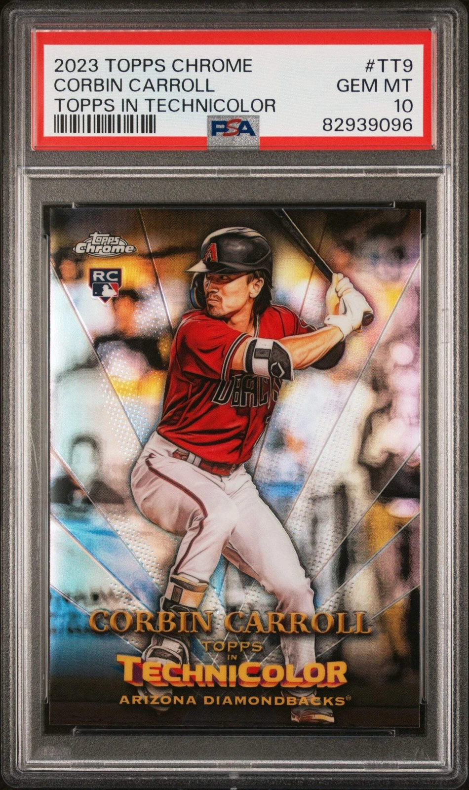 Graded 2023 Topps Chrome Corbin Carroll #TT9 Technicolor RC Baseball Card PSA 10