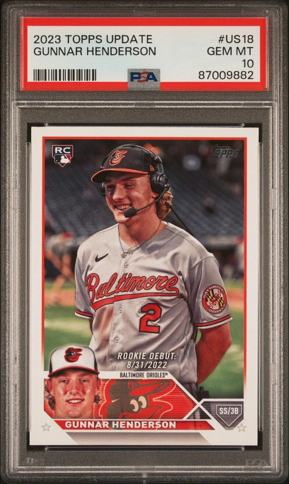 Graded 2023 Topps Update Gunnar Henderson #US18 Rookie RC Baseball Card PSA 10