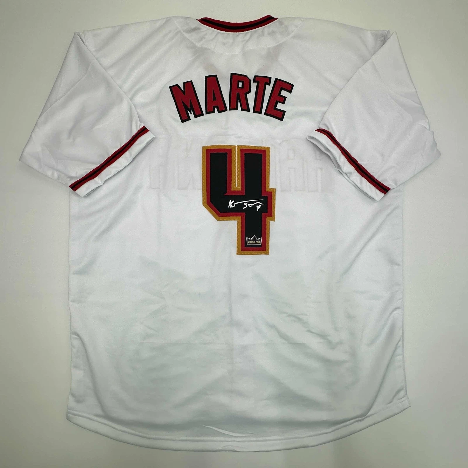 Facsimile Autographed Ketel Marte Arizona White Reprint Jersey Size Men's XL