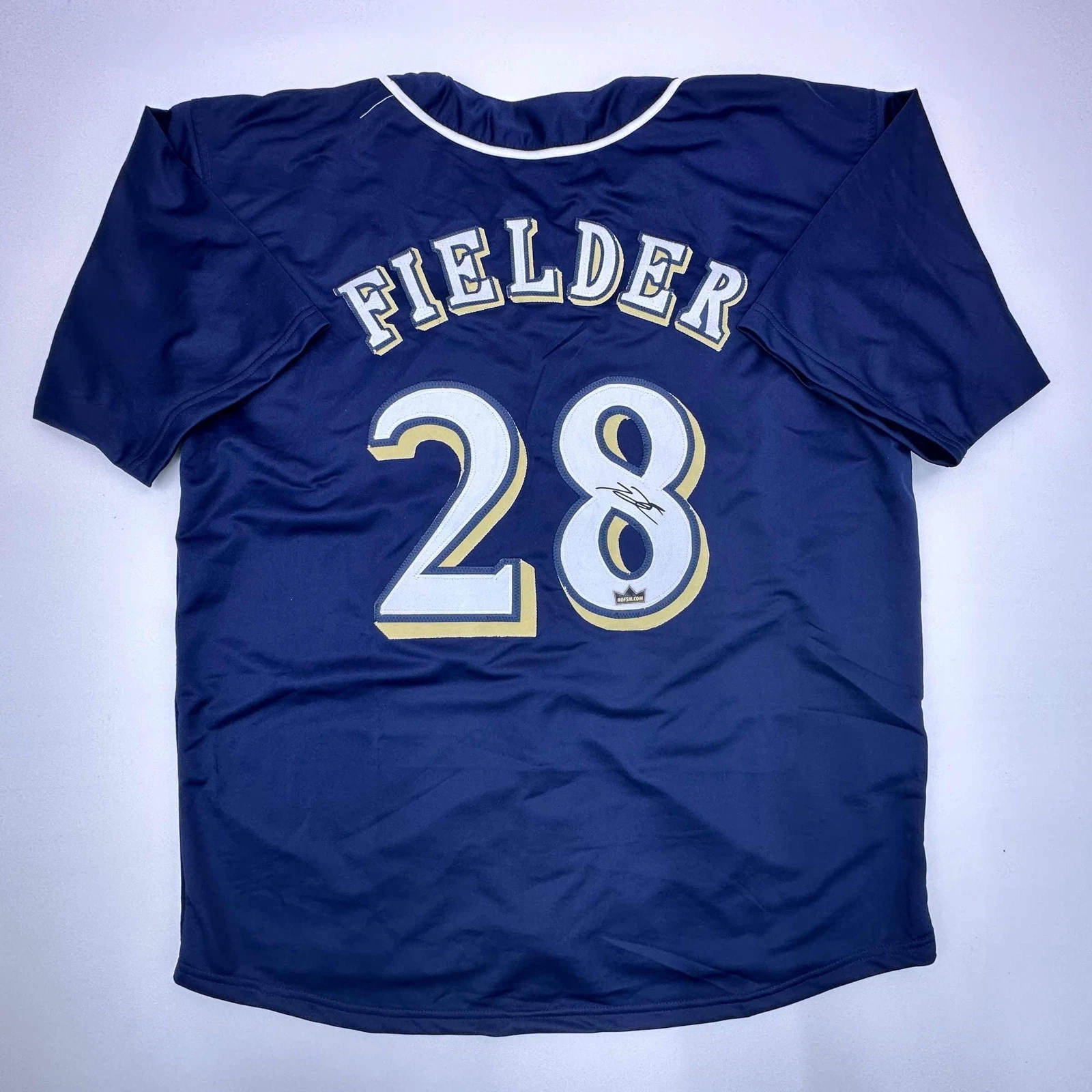 Facsimile Autographed Prince Fielder Milwaukee Blue Reprint Jersey Size Men's XL